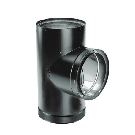 Duravent 8 inch DVL Double-Wall Black Tee with Clean-out Cap Caps