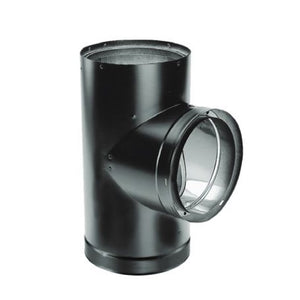Duravent 7 inch DVL Double-Wall Black Tee with Clean-out Cap Caps