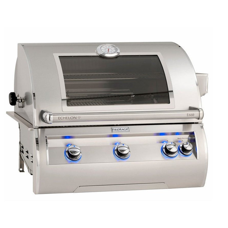 Clearance Echelon Built-In Natural Gas Grill with Analog Thermometer and Magic View Window