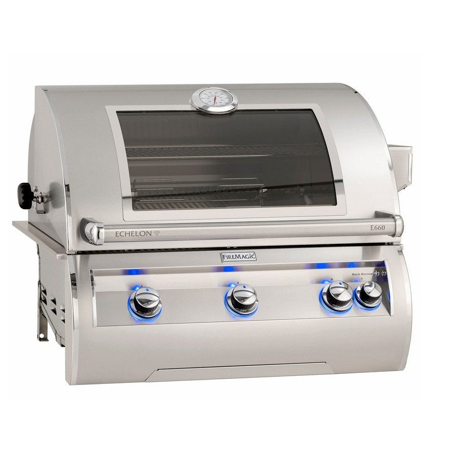 Clearance Echelon Built-In Natural Gas Grill with Analog Thermometer and Magic View Window