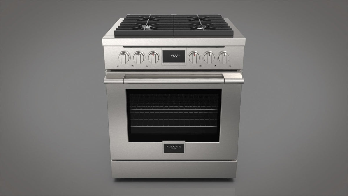 Fulgor Milano Accento 30 inch dual fuel range F4PDF304S1 stainless steel