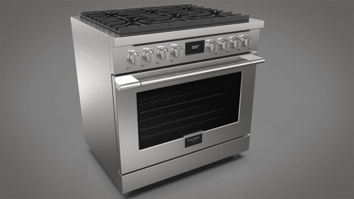 Fulgor Milano Accento 36 inch dual fuel range F4PDF366S1 stainless steel