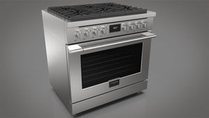 Fulgor Milano Accento 36 inch dual fuel range F4PDF366S1 stainless steel