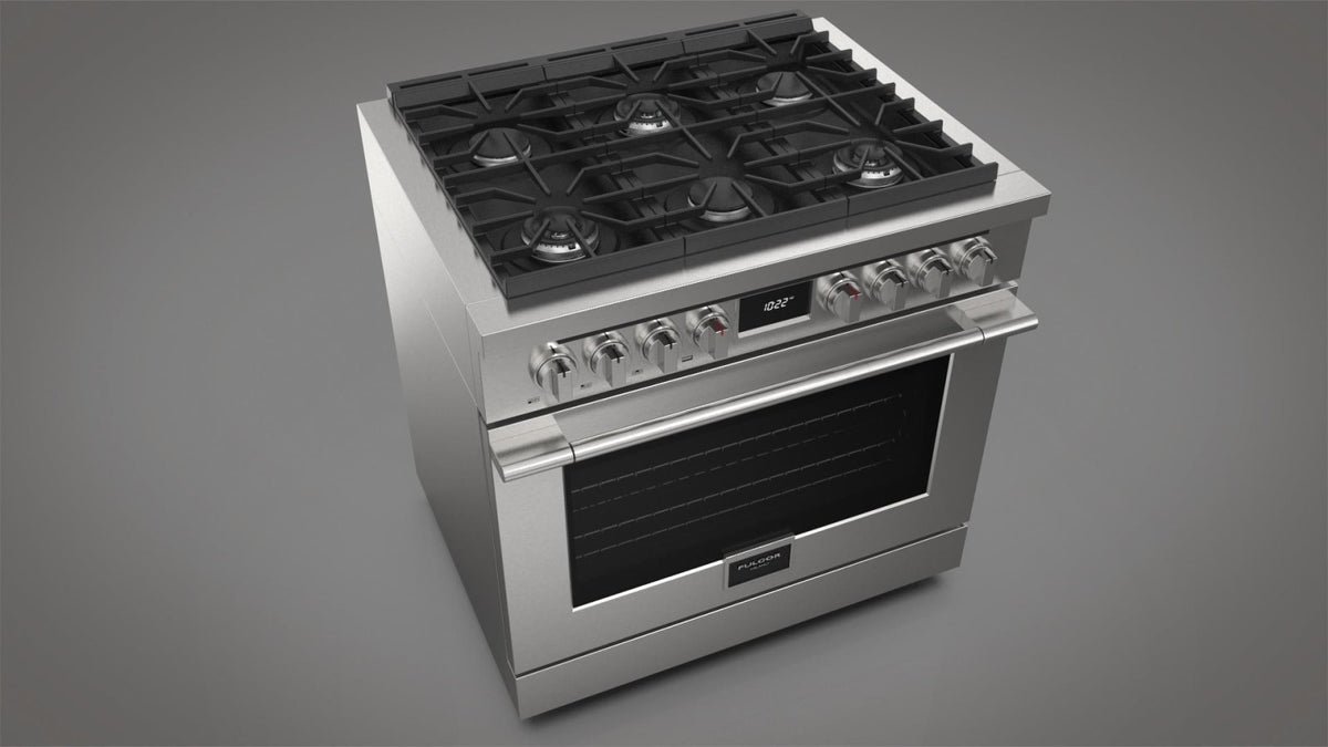 Fulgor Milano Accento 36 inch dual fuel range F4PDF366S1 stainless steel