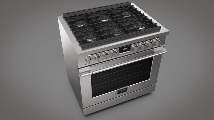 Fulgor Milano Accento 36 inch dual fuel range F4PDF366S1 stainless steel