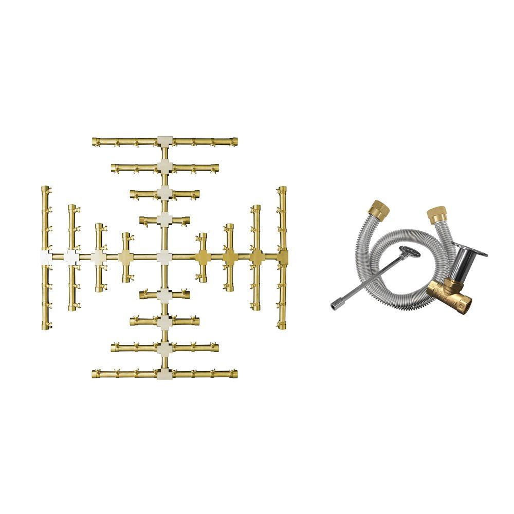 Firegear 32 inch Pro Series Brass Gas Fire Pit Snowflake LP Kit Propane