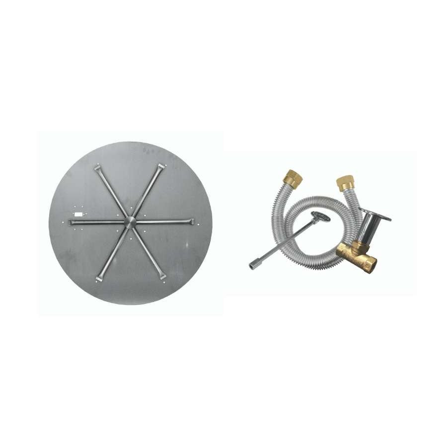 Firegear Stainless Steel 44" Round Flat Disc Natural Gas Fire Pit Burner System with Match Throw Ignition Syst