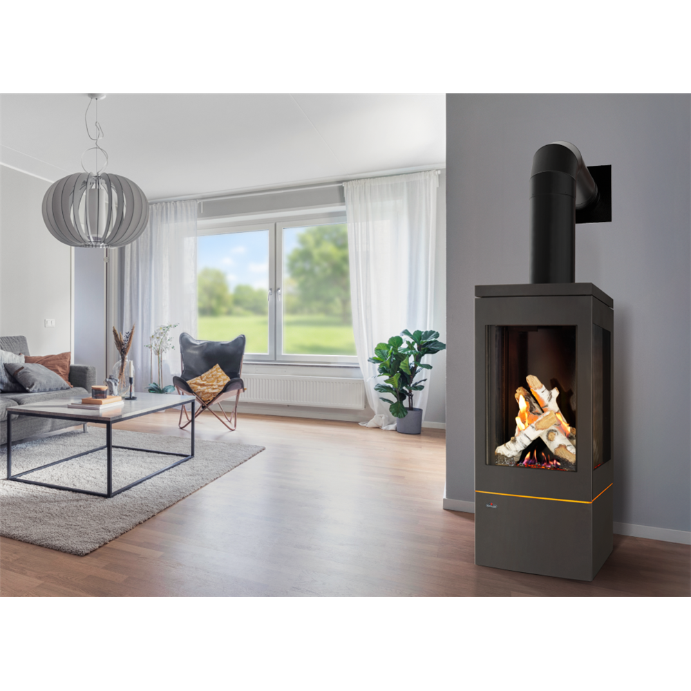 Napoleon Three Sided Direct Vent Gas Hybrid Stove, Black, Natural Gas view 2