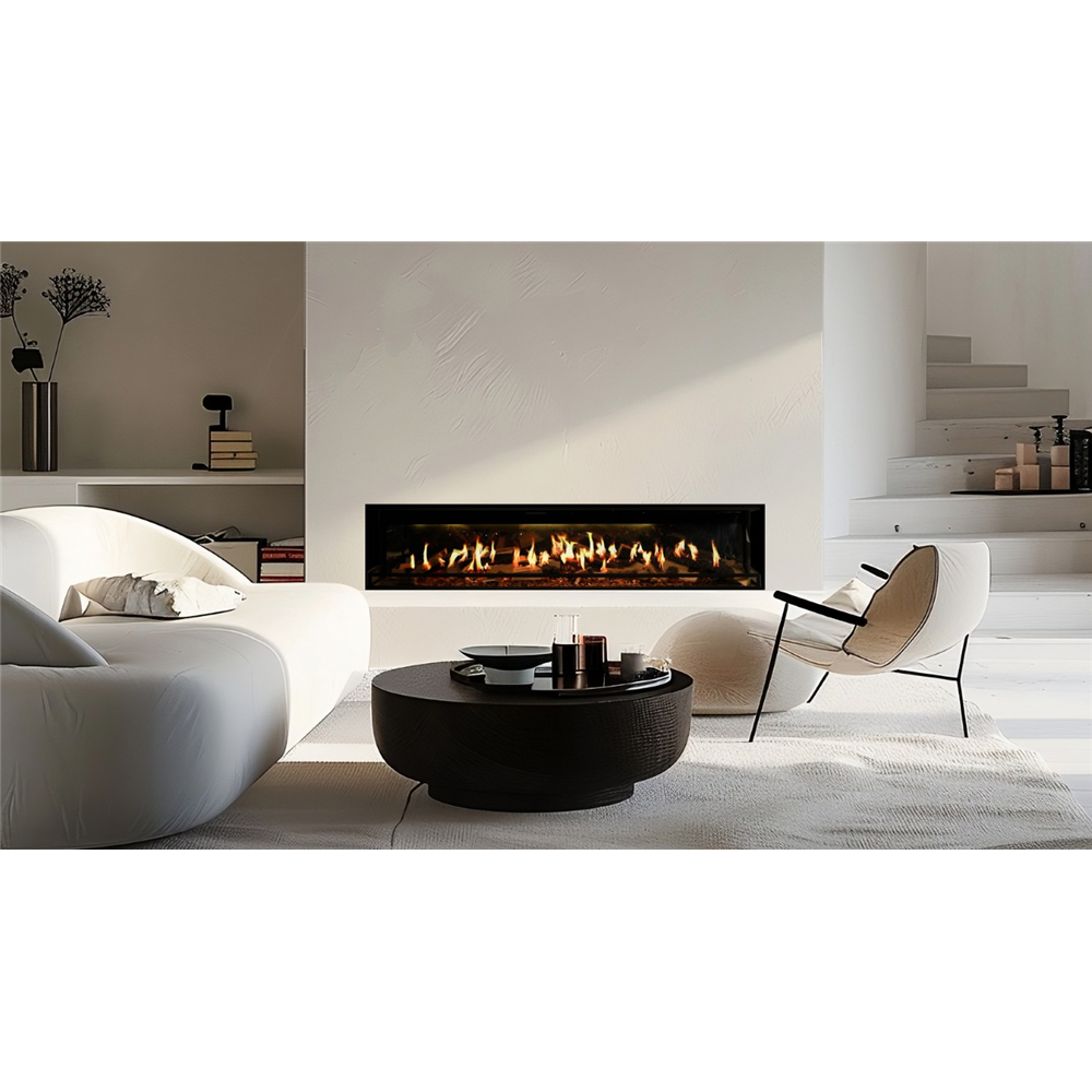 Ortal Holographic 74 Linear Traditional Flame Electric Fireplace