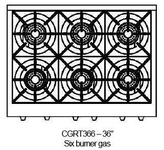 CGRT366N Capital 36" Gas Rangetop with 6 Open Burners - Natural Gas - Stainless Steel