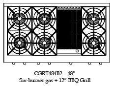 CGRT484B2N Capital 48" Gas Rangetop with 6 Open Burners and 12" Grill - Natural Gas - Stainless Steel