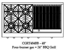 CGRT484BBL Capital 48" Rangetop with 4 Open Burners and 24" Grill - Liquid Propane - Stainless Steel