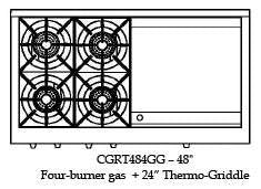 CGRT484GGL Capital 48" Rangetop with 4 Open Burners and 24" Griddle - Liquid Propane - Stainless Steel