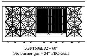 CGRT604BB2N Capital 60" Gas Rangetop with 6 Open Burners and 24" Grill - Natural Gas - Stainless Steel