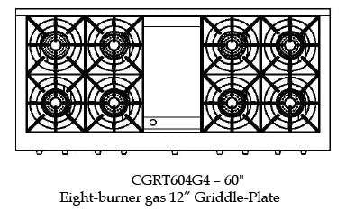 CGRT604G4L Capital 60" Rangetop with 8 Open Burners and 12" Griddle - Liquid Propane - Stainless Steel