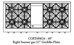CGRT604G4L Capital 60" Rangetop with 8 Open Burners and 12" Griddle - Liquid Propane - Stainless Steel