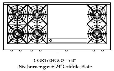 CGRT604GG2L Capital 60" Rangetop with 6 Open Burners and 24" Griddle - Liquid Propane - Stainless Steel