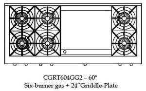 CGRT604GG2L Capital 60" Rangetop with 6 Open Burners and 24" Griddle - Liquid Propane - Stainless Steel