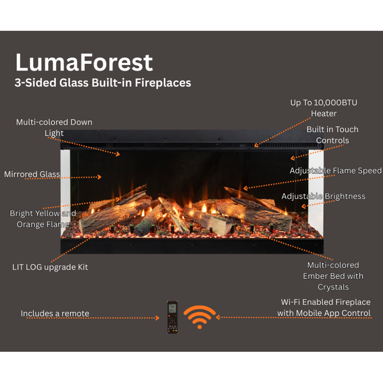 Amantii 63" LumaForest Electric Fireplace view 3