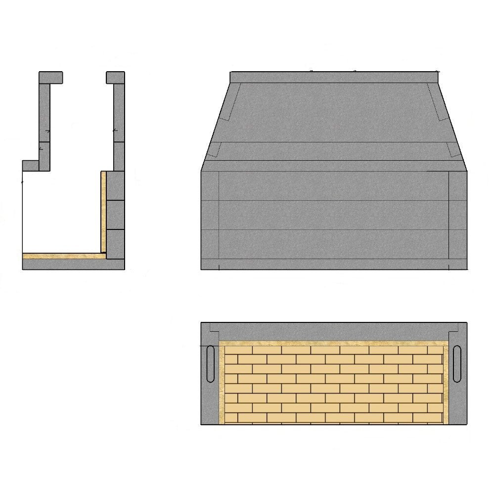 Mason Lite Masonry 72" Linear Gas Fireplace No Burner Trough B-Vent
