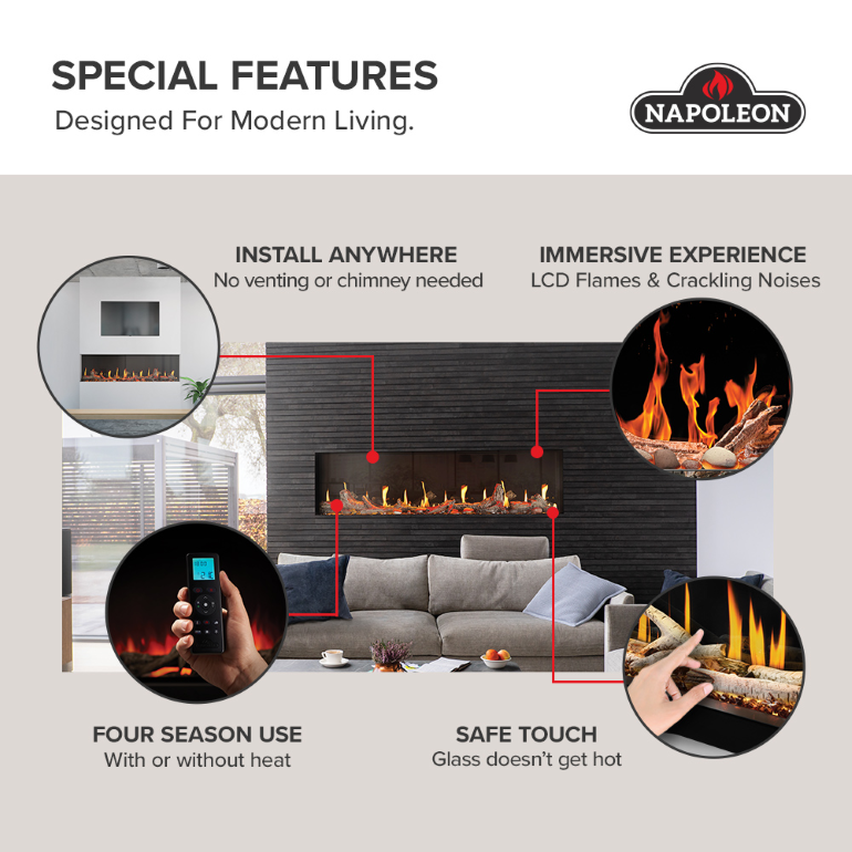 Napoleon Luminex 65 LCD Electric Linear Built-in Fireplace view 3