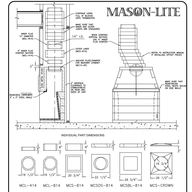 Mason Lite Masonry Chimney 8' System Kits