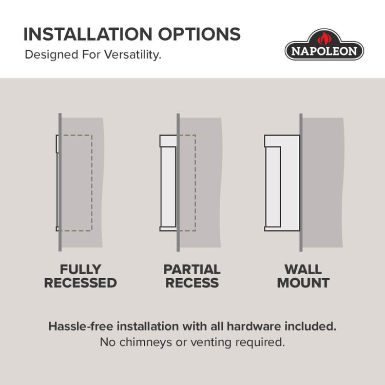 Napoleon Astound 74 FlexMount Electric Fireplace view 3