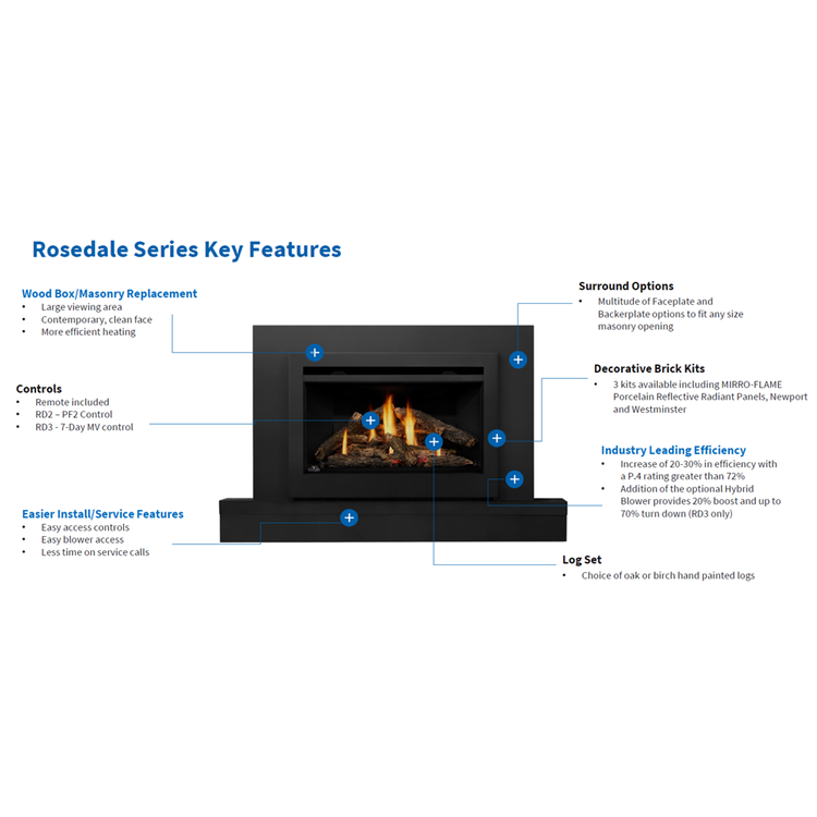 Napoleon Rosedale 3 Gas NG Insert with Electronic Ignition view 2