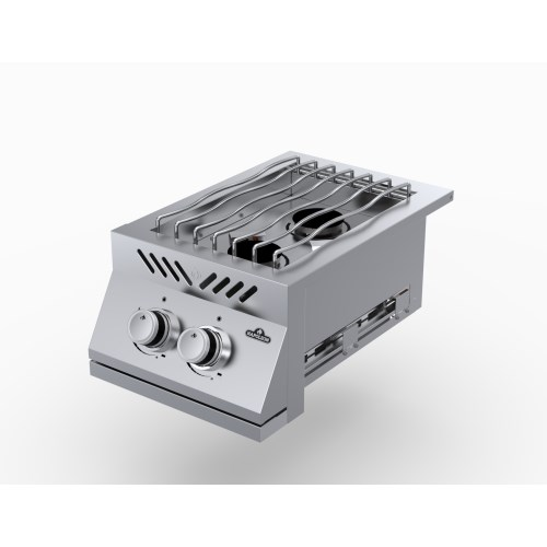 BUILT-IN 500 SERIES INLINE DUAL RANGE TOP DROP-IN BURNER WITH STAINLESS STEEL COVER, NATURAL GAS, STAINLESS STEEL