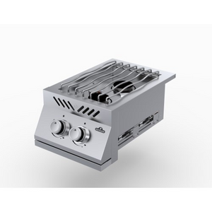 BUILT-IN 500 SERIES INLINE DUAL RANGE TOP DROP-IN BURNER WITH STAINLESS STEEL COVER, NATURAL GAS, STAINLESS STEEL