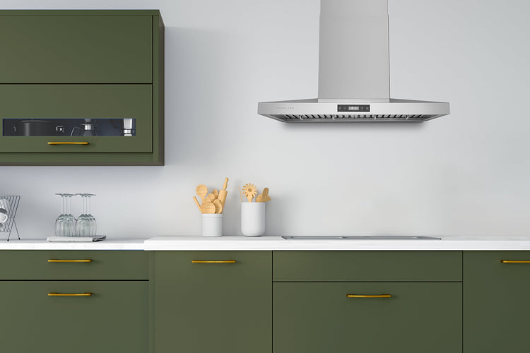 WM-639 Canopy Wall Mount Range Hood - Convertible - Black Glass Panel