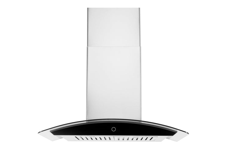 WM-739 Wall Mount Range Hood - Convertible - Black Glass Panel