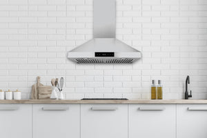WM-590 Black Stainless Steel Wall Mount Range Hood - Convertible - Suitable for High Ceiling