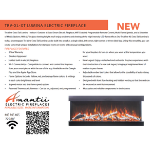 Amantii Tru View Extra Tall Lumina 60" Indoor / Outdoor Electric Fireplace