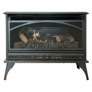 HearthRite Vent Free Propane Gas Stove with Log Set Black