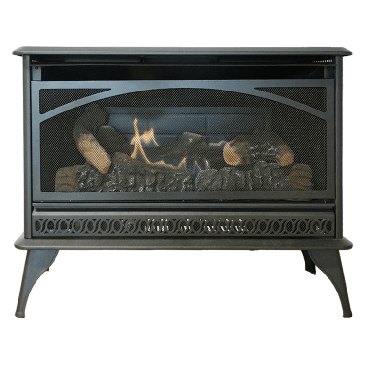 HearthRite Vent Free Propane Gas Stove with Log Set Black