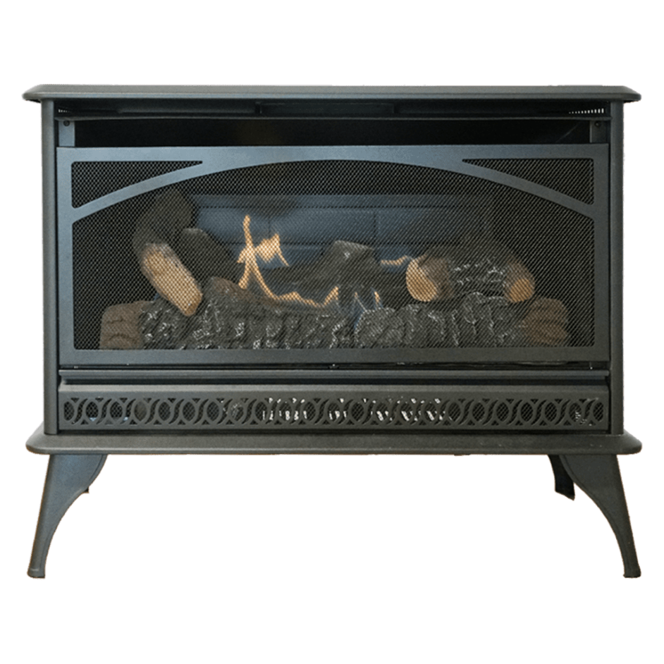 HearthRite Vent Free Propane Gas Stove with Log Set Black
