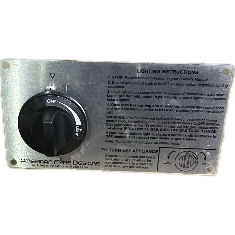 American Fyre Designs Push to Light Propane Valve with Knob Valves