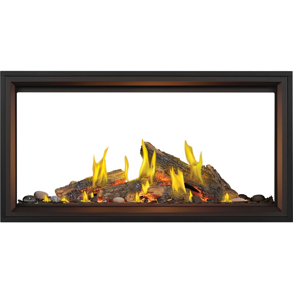 Napoleon Tall Linear Vector 50 See Through Natural Gas, Direct Vent Fireplace with Luminous Logs