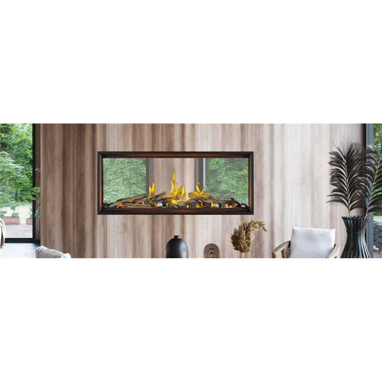 Napoleon Tall Linear Vector 62 See Through Natural Gas Fireplace with Luminous Logs Fireplace view 2