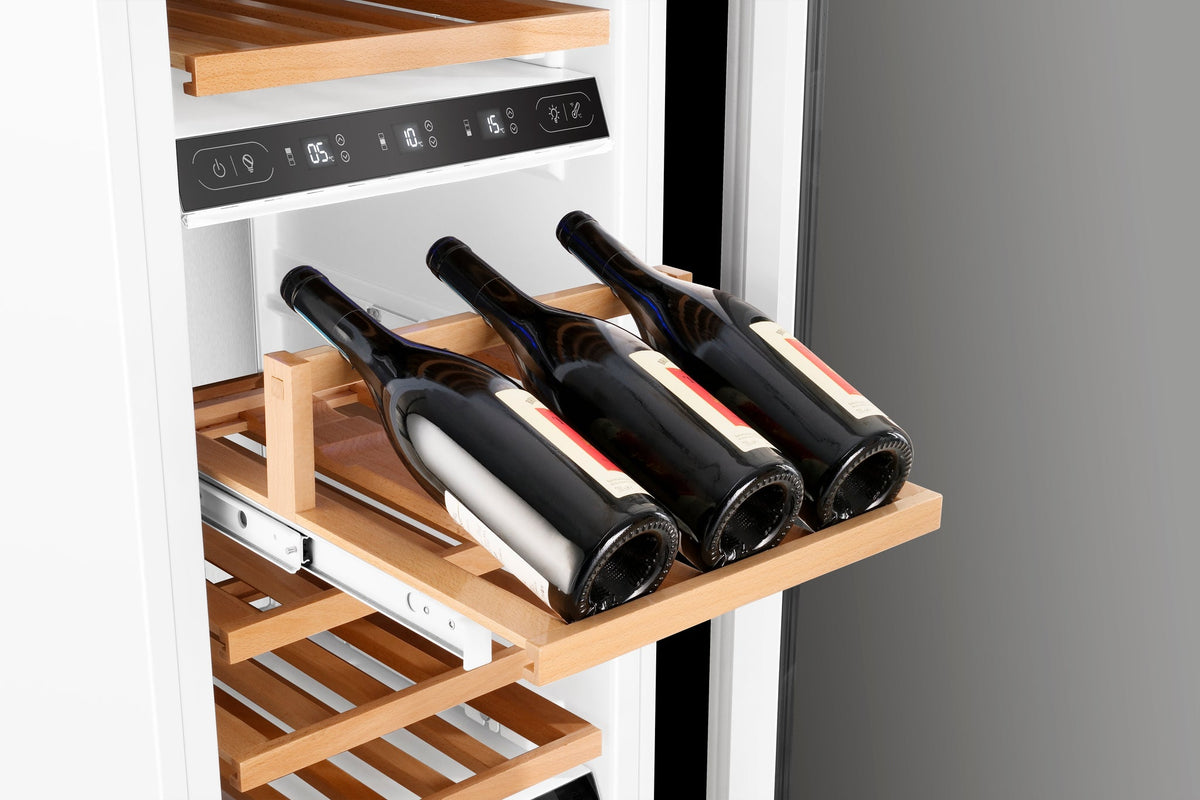 Induction Hardware 24" Three Zone Built-In Wine Column, 100 Bottles, Black Stainless Steel, view 3